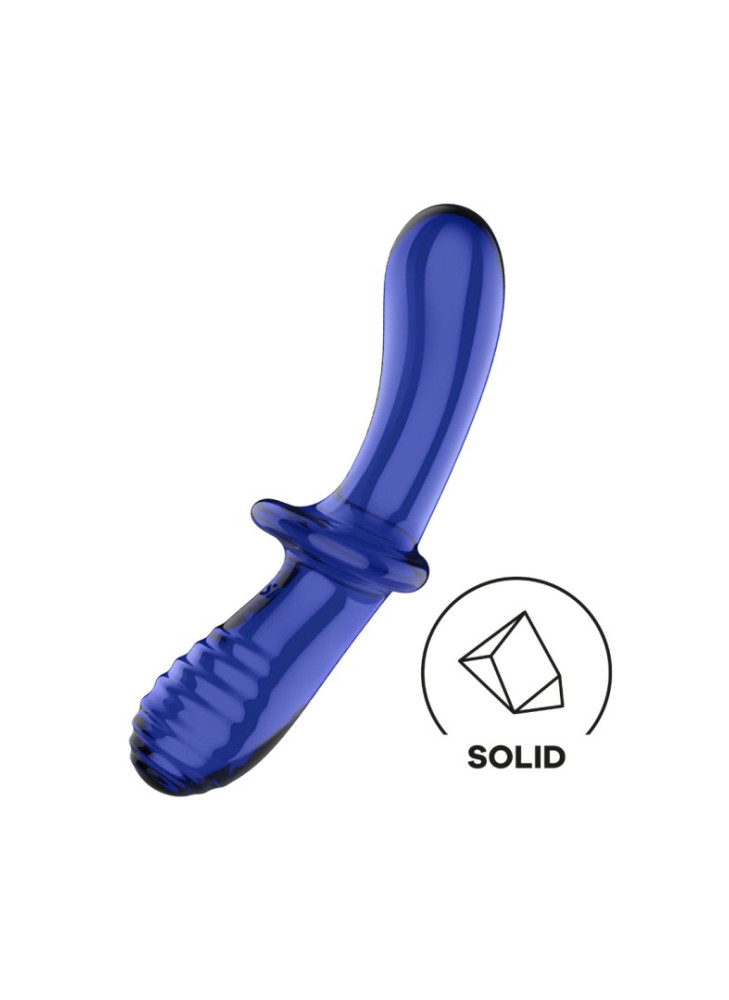 Gode en verre borosilicaté massif bleu Double Crystal Satisfyer - CC597828